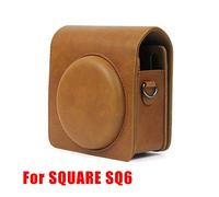 JXE Funda protectora para cámara Fujifilm Instax Square SQ6 de película instantánea, estilo vintage, piel sintética, con correa ajustable, color marrón