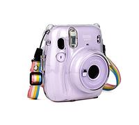 JXE Funda protectora transparente de cristal para cámara con correa ajustable para el hombro compatible con Fujifilm Instax Mini 11