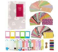 JXE Kit de accesorios 6 en 1 para cámara Fujifilm Instax Mini 9/8 (álbum nube, pegatina, marco de plástico, marcos colgantes de animales, clips con cuerda)