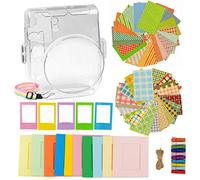 JXE Kit de accesorios 7 en 1 para cámara Fujifilm Instax Mini 70 - Paquete de funda protectora transparente, correa, placa adhesiva, marco de escritorio, marco para colgar en la pared, clips de madera