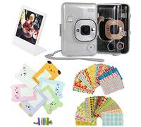 JXE Kit de accesorios para cámara Fuji Instax Mini Liplay Crystal Case Film Border Sticker Animal Lindo Decoración de pared Marco en forma de L Soporte transparente Marco de fotos