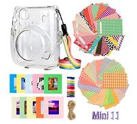 JXE Kit de accesorios para cámara instantánea transparente, bolsa protectora para colgar en la pared, marco de película, decoración de borde adhesivo compatible con Fuji Instax Mini 11