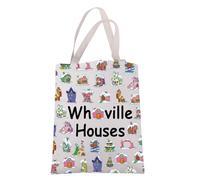 JXGZSO Bolsa de mano con diseño de casa de invierno de dibujos animados, regalo para amantes de las películas de Navidad, inspirado en monstruos verdes, divertido regalo de, Casas Whoville