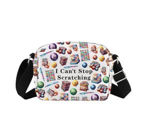 JXGZSO Divertida bolsa de hombro con texto en inglés "I Can't Stop Scratching" para rascar, Rascador Hcb Uk, Bolso cruzado