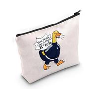 JXGZSO Divertida bolsa de maquillaje de pato con texto en inglés "You Walk Like A Duck Pun", bolsa organizadora de juegos de palabras de pato, Caminas como un pato