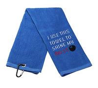 JXGZSO Toalla de Bolos con Texto en inglés I Use This Towel To Shine My Balls - Toalla de Mano de algodón Bordada Plateada