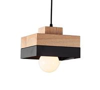 JXINGZI Araña Cuadrada Lámparas Colgantes Modernas Para Cocina Lámpara Colgante De Madera Con Pantalla De Metal, Montaje Para Loft Hogar Oficina Restaurante Comedor Jardín (ø18cm/7in)