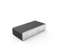 JXJXJX Reloj despertador digital con carga inalámbrica, 2 en 1, LED, reloj despertador inalámbrico con pantalla de temperatura, estación de carga inalámbrica súper rápida para adolescentes, adultos,