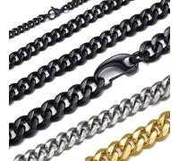 Jxlepe Cadena de eslabones cubanos de acero inoxidable dorado/negro/blanco personalizada 6/10/12/14 mm de ancho de 18 a 30 pulgadas de largo para hombres, mujeres y niños, 24", Acero inoxidable, No es