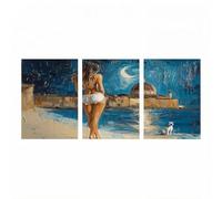 JXLEULIN 3 Piezas Mujer Pintar por Numeros Adultos 30x20cm*3 Luminiscencia Pintura por Numeros Adultos Arquitectura para Decoracion Pared, DIY Cuadros Decoracion Salon Modernos Regalo Mujer JLYH-1045