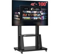 JXMTSPW Soporte de TV enrollable con ruedas para televisores de 32 a 100 pulgadas, altura regulable, soporte de TV para 50, 55, 65, 70, 75, 80, 85, 86, 98 pulgadas, máx. soporta 80 kg, VESA 900 x 600
