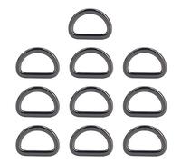 Jxngery 10 anillos en D fiables, duraderos, brillantes, cómodos, pequeños y compactos, hebillas decorativas para bolsas para manualidades (Plata Negro)
