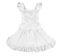 Jxngery Delantal de algodón con Dobladillo con Volantes de Princesa, Cintura Ajustable, Delantal Blanco para Mujer y niña