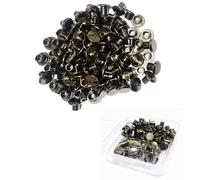 JXPXJMY Kit de 50 Piezas Remaches de Acero al Carbono para Encuadernación de Chicago, Remaches Ledger para Cinturón de Encuadernación Decoración de Maletas (Negro Brillante, M5*6)