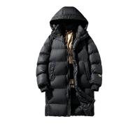 JXQXHCFS Parkas impermeables con capucha para hombre, cálida, para invierno, larga, informal, gruesa, cálida, para hombre, Negro, L