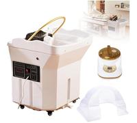 JXUANMM Equipo SPA Japonés Capacidad Almacenamiento Agua 60 L, Lavabo Champú con Circulación Agua Y Función Terapia Luz, Lavabo Champú Extraíble con Diseño Arco 180° para Salones Y Spas Set2-White