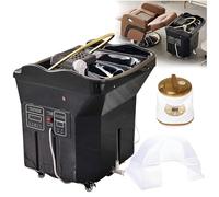 JXUANMM Equipo SPA Japonés Capacidad Almacenamiento Agua 60 L, Lavabo Champú con Circulación Agua Y Función Terapia Luz, Lavabo Champú Extraíble con Diseño Arco 180° para Salones Y Spas Set2-Black