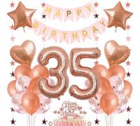 Jxuzh 35 cumpleaños decoración niña decoración 35 cumpleaños niña globo 35 cumpleaños oro rosa cumpleaños decoración 35 oro rosa feliz cumpleaños 35 cumpleaños decoración 35 año cumpleaños niña 33 p