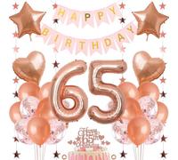 Jxuzh 65 cumpleaños decoración niña decoración 65 cumpleaños niña globo 65 cumpleaños oro rosa cumpleaños decoración 65 oro rosa feliz cumpleaños 65 cumpleaños decoración 65 año cumpleaños niña 33 p