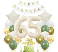 Jxuzh decoración para 65 cumpleaños decoración verde salvia 65 cumpleaños mujer hombre 65 decoración cumpleaños hombre mujer globo 65 cumpleaños decoración cumpleaños beige blanco