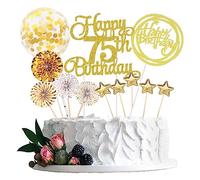 Jxuzh Decoración para tarta de cumpleaños 75, color dorado