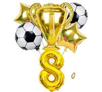 Jxuzh Globo de fútbol, cumpleaños, decoración para fiestas, accesorio de fútbol, decoración de cumpleaños para niños, globos de 8º cumpleaños para niños