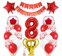 Jxuzh Globo de fútbol de 8 años, globos de aluminio, decoración de cumpleaños, trofeo infantil, decoración de fiesta