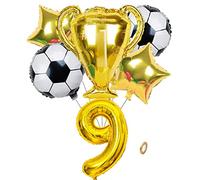 Jxuzh Globo de fútbol para cumpleaños, decoración de fiestas, accesorio de fútbol, decoración de cumpleaños para niños, globos de 9.º cumpleaños