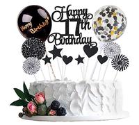 Jxuzh Happy 17th Birthday Tortendeko Schwarz 17 Jahre Mädchen Jungen Kuchendeko 17 Geburtstag Kuchen Deko Tortendeko 17 Geburtstag Jungen Tortendeko Schwarz Herz Stern für 17 Geburtstag Cake Topper