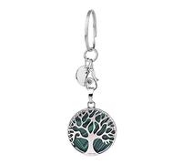 Jxuzh Llavero de árbol de la vida, piedras preciosas, llavero de árbol de la vida, piedras curativas, reiki, amuleto de la suerte, malaquita