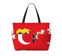 JxWCher Bolsa de playa con estampado de bandera de Turquía, bolsa de viaje resistente al agua, ligera para gimnasio y camping