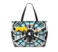 JxWCher Octagon Building Print - Bolsa de playa de 28 L, resistente al agua, ligera, para gimnasio y camping