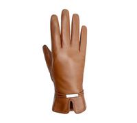 JXXUIRUIEEN Guantes de Cuero para Mujeres Women's Leather Gloves Camel Padded and Thickened Cold Warm(L)
