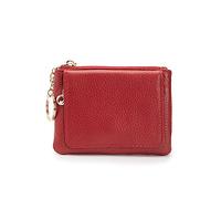 JXXUIRUIEEN Mini Bolsa de Monedas Monedero Corto de Cuero for Mujer, Mini Monedero con Cremallera(Red)
