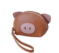 JXXUIRUIEEN Mini Bolsa de Monedas Monedero pequeño de Piel con Cremallera for Mujer diseño Dibujos Animados(marrón)