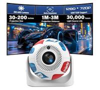 JY360 Proyector de Video Portátil con WiFi y Bluetooth - 1280x720P y 200 ANSI, Android 13, Corrección Automática de Trapezoid, Soporte Ajustable para Cine en Casa, Exterior (Color)
