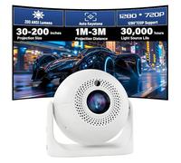 JY360 Proyector de Video Portátil con WiFi y Bluetooth - 1280x720P y 200 ANSI, Android 13, Corrección Automática de Trapezoid, Soporte Ajustable para Cine en Casa, Exterior (Blanco)