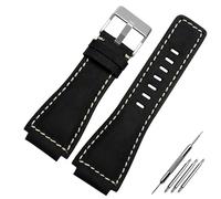 JYARZ Correas de Reloj de Cuero Genuino for Hombre, Pulsera for Bell & Ross B & R BR-01 y BR-03, Correa de muñeca, Pulsera + Herramienta (Color : Black Silver, Size : 35-24mm)