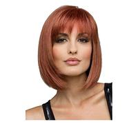 JYARZ Encantador Peluca Peluca De Pelo Corto para Mujer De Los Años 50, Peluca De Bob Francés, Peluca De Bob Marrón Corto con Flequillo, Peluca De Bob Recta Marrón Cosplay Peluca