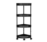 JYARZ Estanteria Esquina Estudio Estante Esquinero De 4 Niveles con Ruedas, Caddy para Ducha, Soportes Pie para Sala Estar, Baño Y Cocina Dormitorio Oficina(Black)