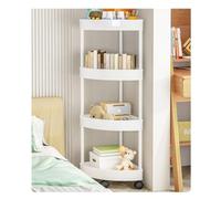 JYARZ Estanteria Esquina Estudio Estante Esquinero De 4 Niveles con Ruedas, Caddy para Ducha, Soportes Pie para Sala Estar, Baño Y Cocina Dormitorio Oficina(White)