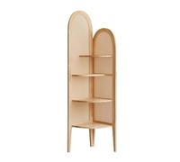 JYARZ Estanteria Esquina Estudio Estante Esquinero De 4 Niveles, Estantería Esquinera Madera, Librería Tejida Mimbre Y Soporte para Plantas para Sala Estar Dormitorio Dormitorio Oficina(Log)