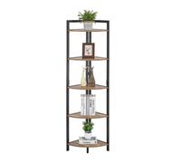 JYARZ Estanteria Esquina Estudio Estante Esquinero De 6 Niveles, Estantería Industrial, Esquinera Madera Y Metal, Soporte Exhibición para Sala Estar Dormitorio Dormitorio Oficina