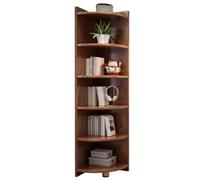 JYARZ Estanteria Esquina Estudio Estante Esquinero De 6 Niveles, Soporte para Suelo Madera, Librería con Almacenamiento para Decoración del Hogar Y Sala Estar Dormitorio Oficina(B)