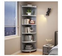 JYARZ Estanteria Esquina Estudio Estante Esquinero De 6 Niveles, Soporte para Suelo Madera, Librería con Almacenamiento para Decoración del Hogar Y Sala Estar Dormitorio Oficina(D)