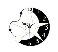 JYARZ Reloj de Pared Decorativo， Reloj De Pared del Mes La Estrella MDF Silencioso Que No Hace Tictac Tendencia Creativa para Oficina Dormitorio Sala Estar la Cocina el Salón(16 Inch)