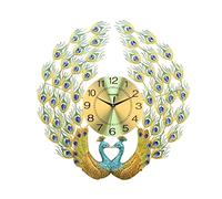 JYARZ Reloj de Pared Decorativo， Reloj De Pared Moderno, Pluma Pavo Real Animal, Cubo Silencioso Que No Hace Tictac, Redondo para Dormitorios, Sala Estar, Cocina la Cocina el Salón(A)