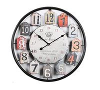 JYARZ Reloj de Pared Decorativo， Reloj De Pared Rústico Numérico, Redondo Hueco Metal Estilo Europeo, Silencioso, Sin Tictac para Salones, Cafeterías la Cocina el Salón(Black)