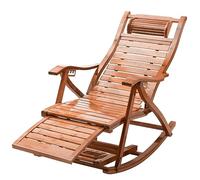 JYARZ Tumbona Sillas Plegables Sillón Reclinable De Bambú, Madera, Plegable, Descanso para El Almuerzo, Gravedad Cero, Almohada Relajante para Cuello para Jardín Ocio Jardin Exterior(A)