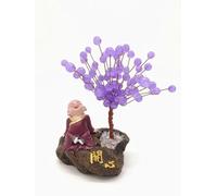 JYBNBBE Árbol de la Vida con Cristales de Cuarzo, Gema del Dinero y Soporte de fluorita para la Buena Suerte, la Riqueza y la sanación de los Chakras. Medidas: 22 x 18 cm.